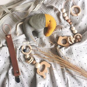 Baby gift set - grey blue mustard yellow