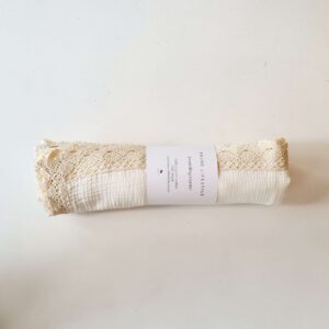 Cotton lace edged muslin swaddle blanket