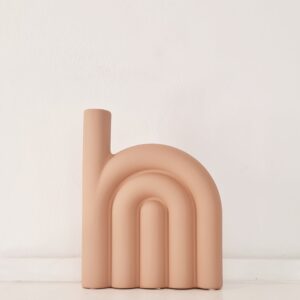 Nude-tan arch ceramic candlestick