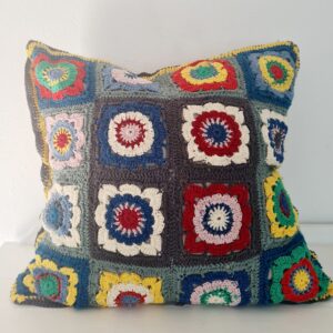Hand crocheted funky STATEMENT cushion cover