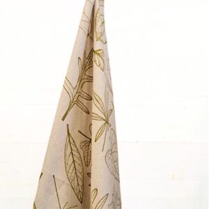 Local leaves screen printed fabric NATURAL - per metre