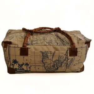 Screen printed weekend bag with African map print - Stone