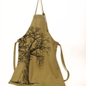 Baobab screenprinted Apron - soft mustard
