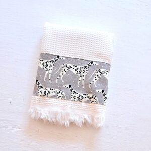 Luxury waffle guest towel with Dalmatian detail
